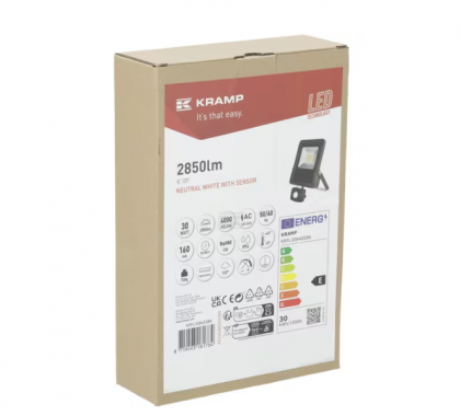 KRFL30830SBK LED Floodlight, 30W, 3000K Sensor